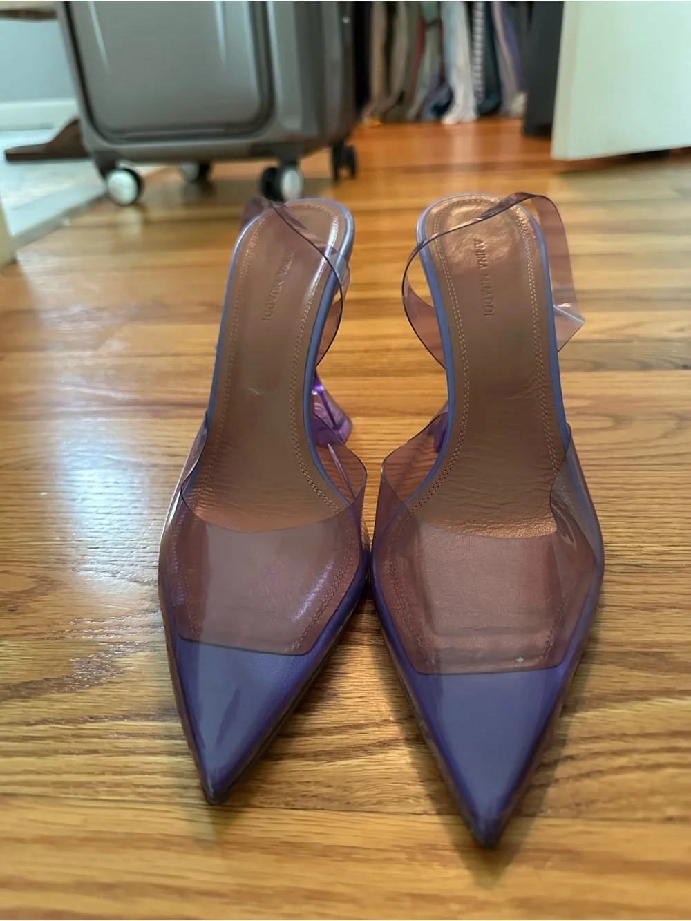 Amina Muaddi Holli Glass PVC Slingback Pumps